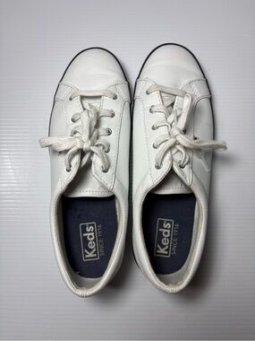 Keds White Leather Low-Top Lace-Up Sneakers